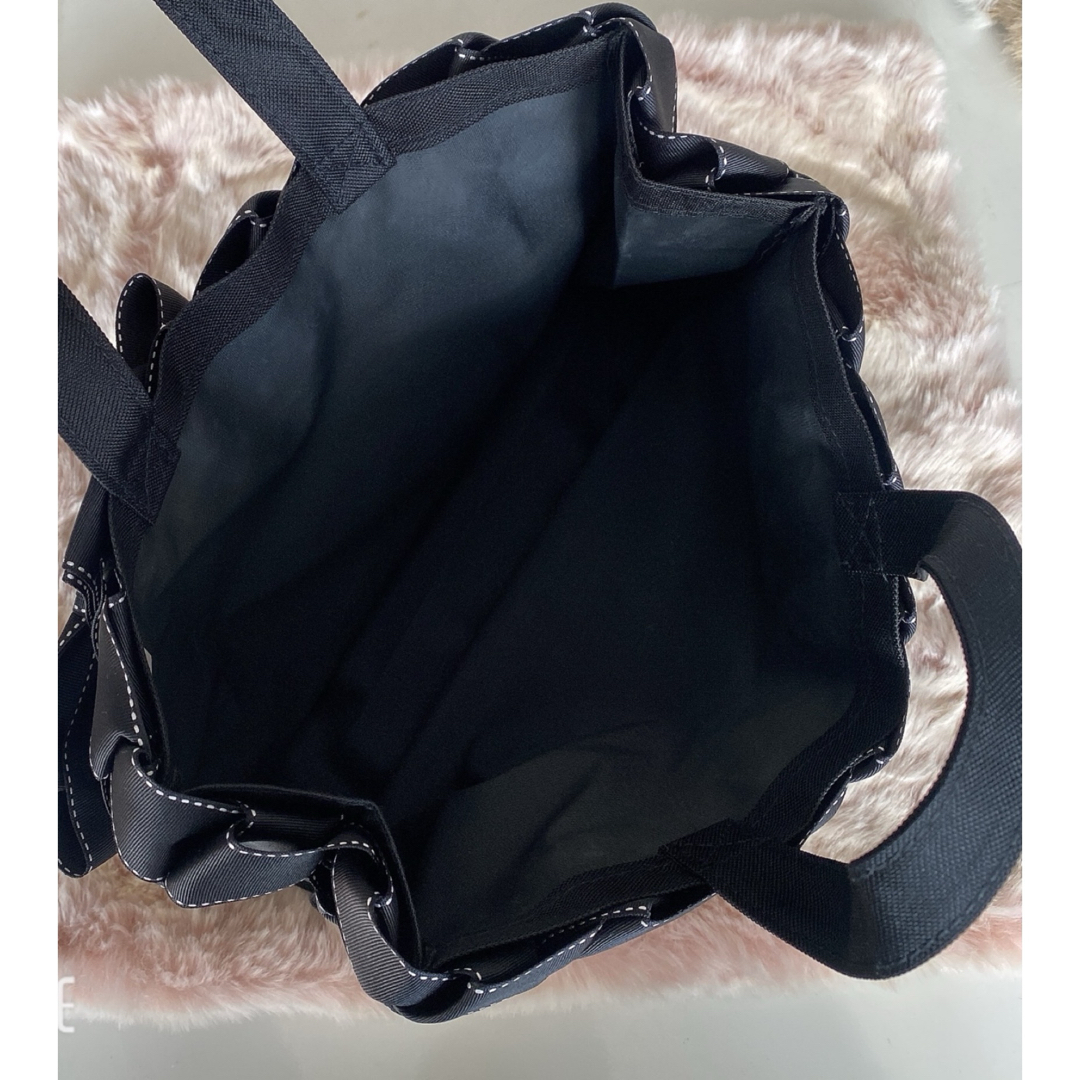 【ハンドメイド】リボンバック A4サイズ  アイボリー×モカブラウン ハンドメイドのファッション小物(バッグ)の商品写真