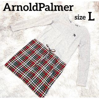 アーノルドパーマー(Arnold Palmer)の【美品】ArnoldPalmer☆ワンピース☆チェック☆グレー☆ひざ丈☆3(ひざ丈ワンピース)