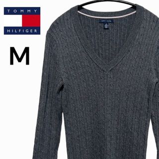 トミーヒルフィガー(TOMMY HILFIGER)の美品！インポート！トミーヒルフィガー　ニット　M コットン100%(ニット/セーター)