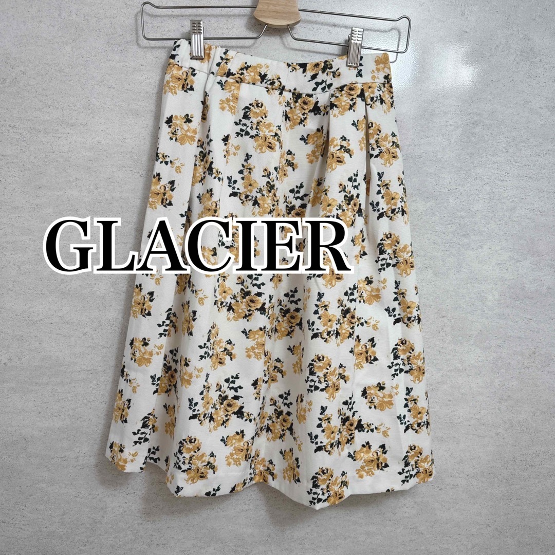 GLACIER(グラシア)のGLACIER  グラシア 黄色 花柄 フレアスカート レディースのスカート(ひざ丈スカート)の商品写真