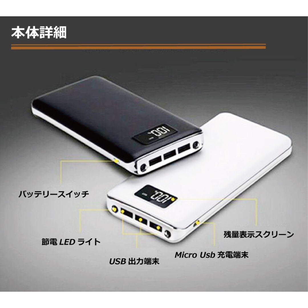 モバイルバッテリー 急速充電 大容量　50000mAh  ホワイト スマホ/家電/カメラのスマートフォン/携帯電話(バッテリー/充電器)の商品写真