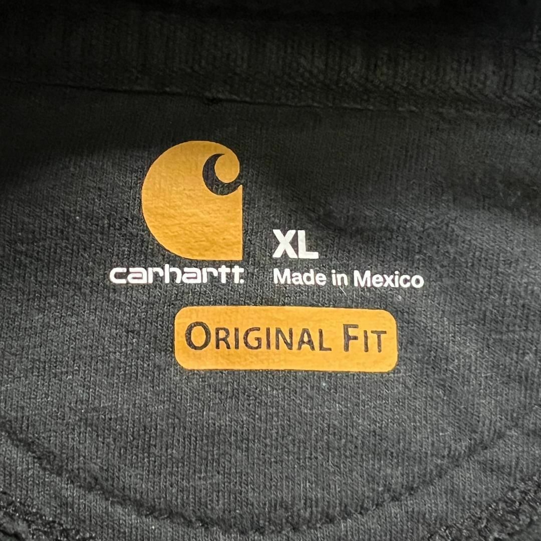 carhartt(カーハート)のCarhartt　袖プリント　ブランドロゴ　パーカー　古着　ブラック　黒　XL メンズのトップス(パーカー)の商品写真
