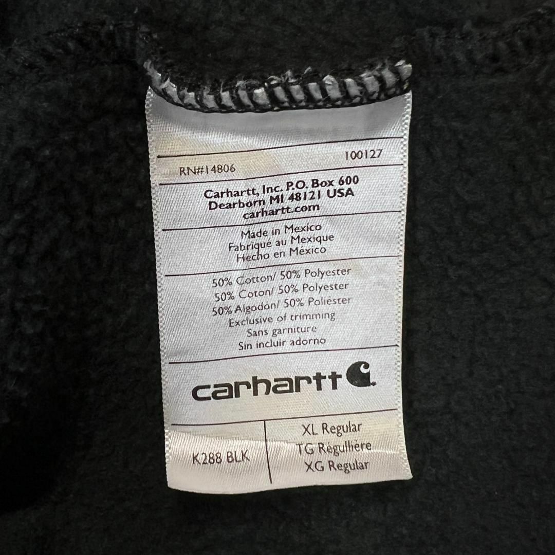 carhartt(カーハート)のCarhartt　袖プリント　ブランドロゴ　パーカー　古着　ブラック　黒　XL メンズのトップス(パーカー)の商品写真