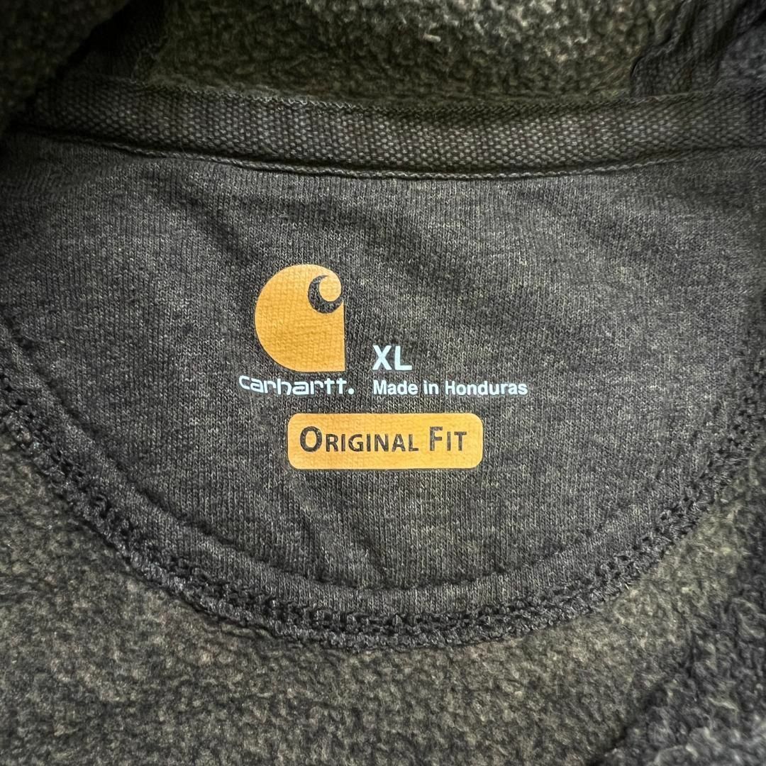 carhartt(カーハート)のCarhartt　袖プリント　パーカー　ブランドロゴ　古着　ブラウン　XL メンズのトップス(パーカー)の商品写真