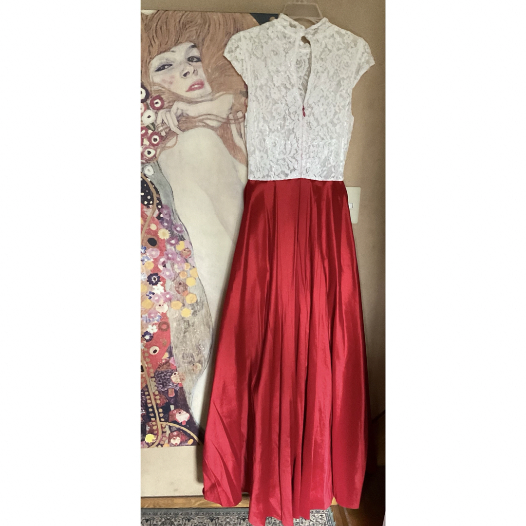 TADASHI SHOJI(タダシショウジ)の新品 USAロングドレス RED/WHITE PARTY L レディースのフォーマル/ドレス(ロングドレス)の商品写真