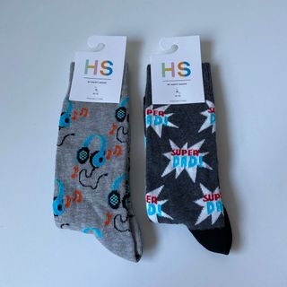 ハッピーソックス(Happy Socks)のハッピーソックス レディース 2セット DJ 吹き出し グレー サブカル(ソックス)