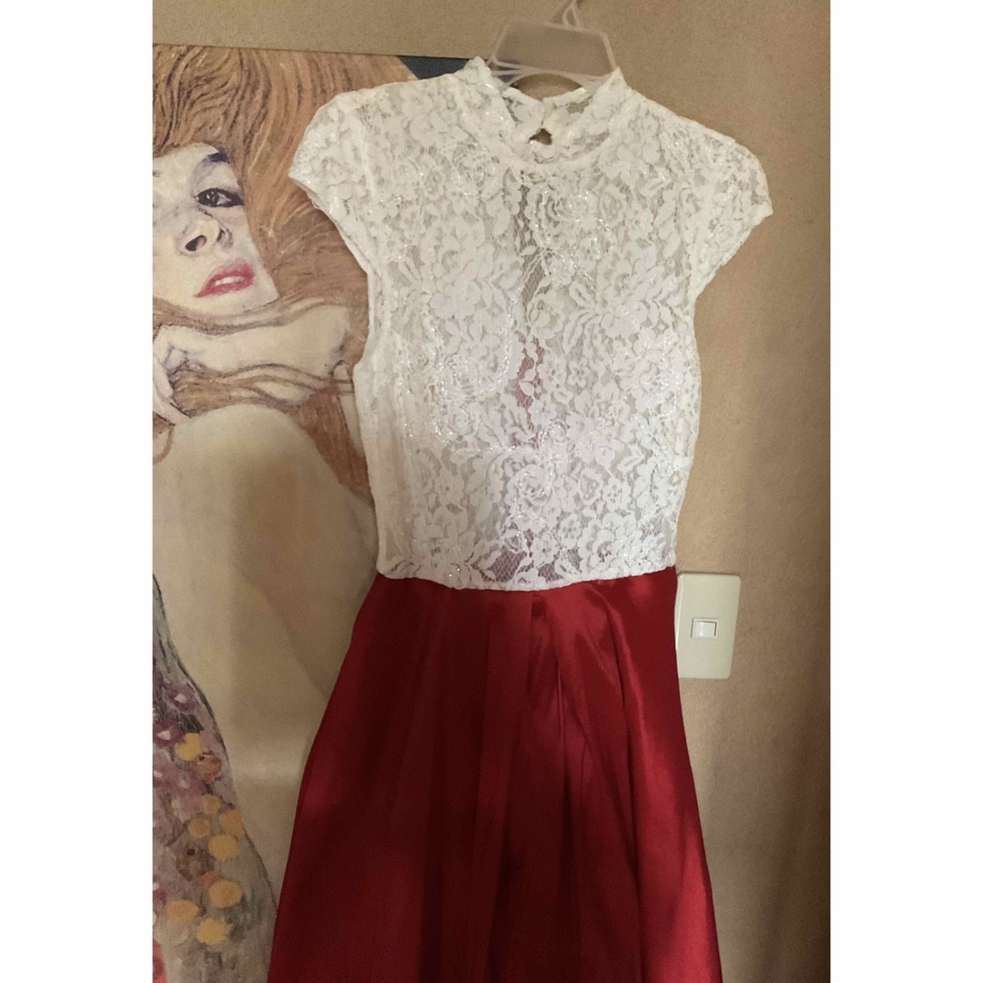 TADASHI SHOJI(タダシショウジ)の新品 USAロングドレス RED/WHITE PARTY M レディースのフォーマル/ドレス(ロングドレス)の商品写真