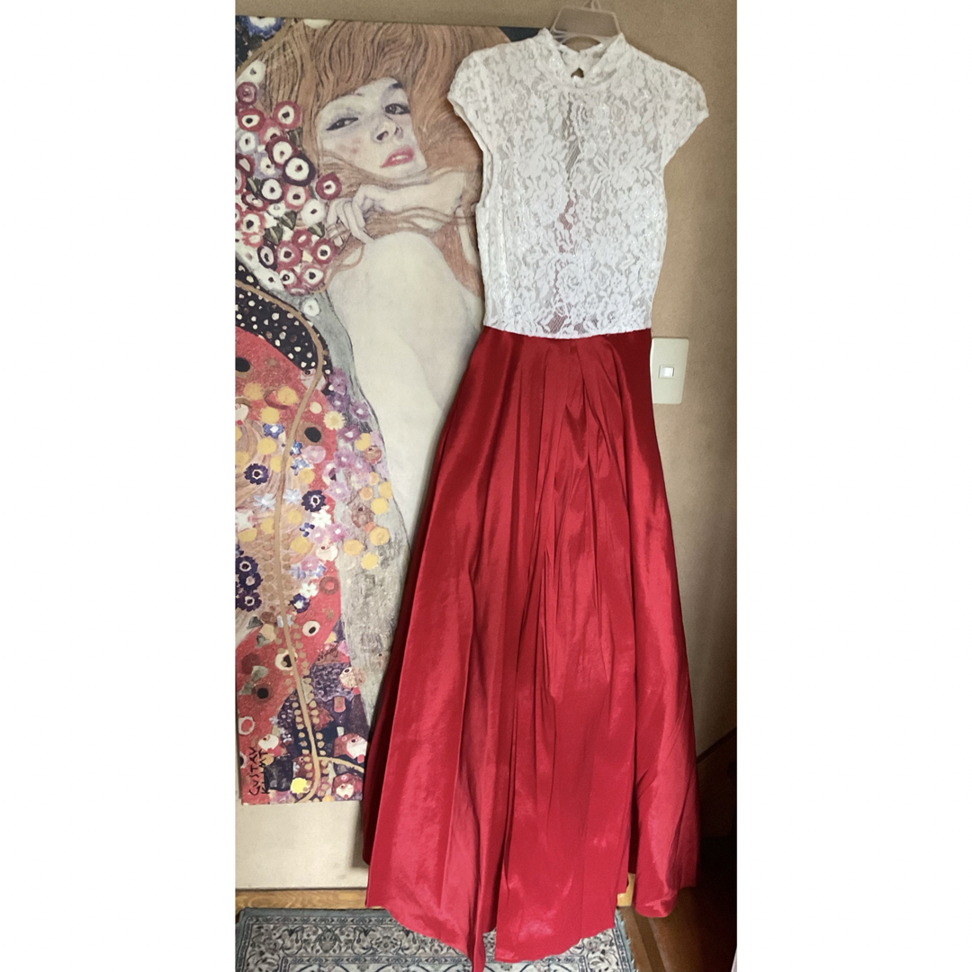 TADASHI SHOJI(タダシショウジ)の新品 USAロングドレス RED/WHITE PARTY M レディースのフォーマル/ドレス(ロングドレス)の商品写真