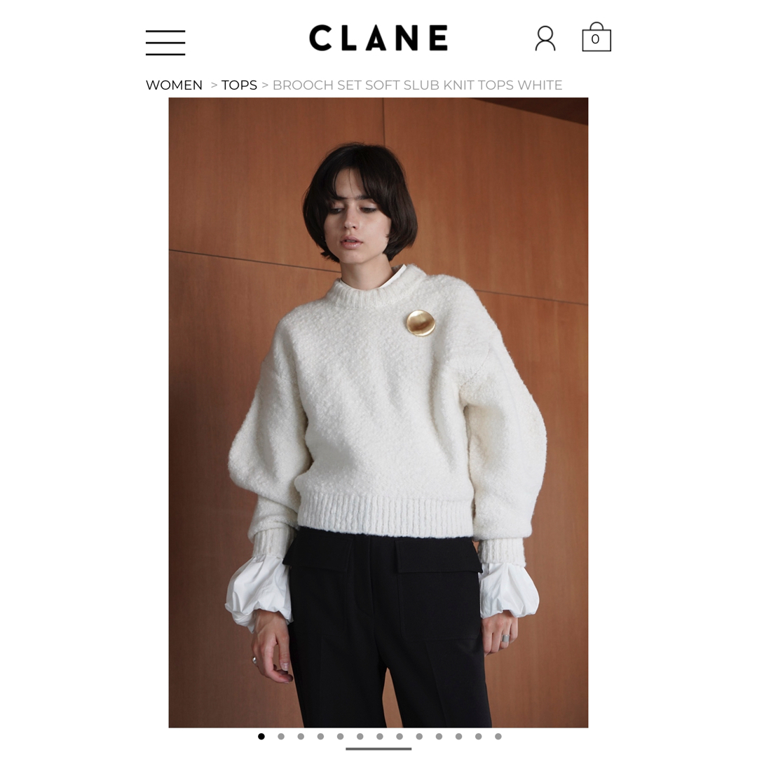 レディースclane BROOCH SET SOFT SLUB KNIT TOPS