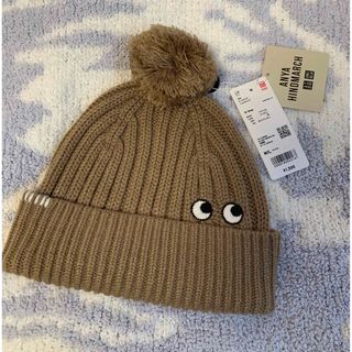 ユニクロ(UNIQLO)のUNIQLO アニヤハインドマーチ  ニット帽　ベージュ　KIDS M /L (ニット帽/ビーニー)