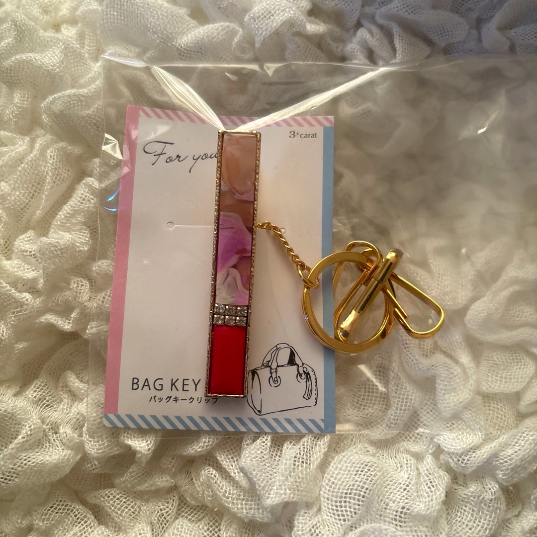 バッグキークリップ　BAGKEYCLIP ピンク レディースのファッション小物(キーホルダー)の商品写真
