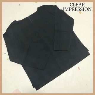 クリアインプレッション(CLEAR IMPRESSION)の【クリアインプレッション】長袖ブラウス2 シックシャツ 緑/紫ストライプ(シャツ/ブラウス(長袖/七分))