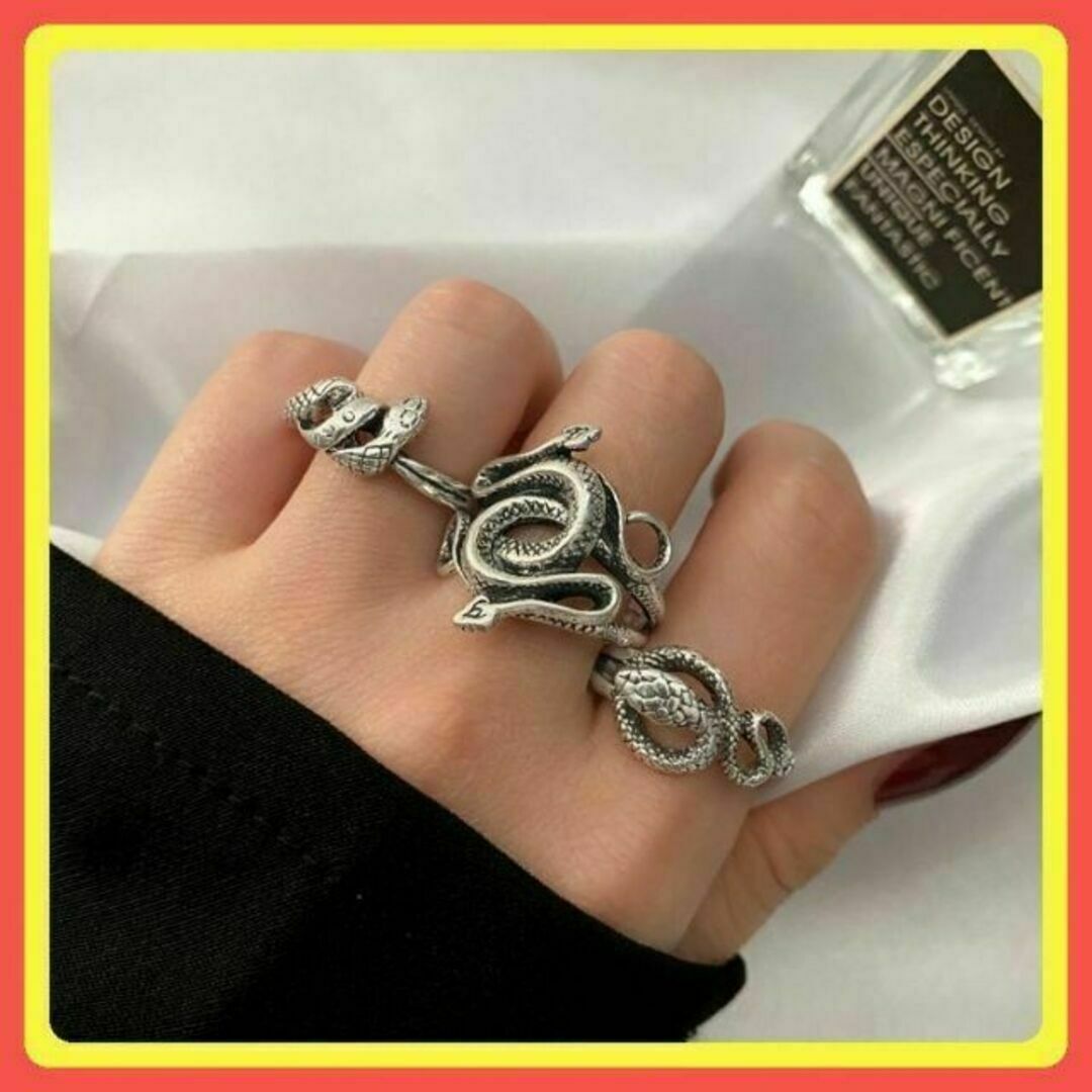 ⭐️フォロー割⭐️リング ３点セット 蛇 亜鉛合金 大人気 #C312-1 レディースのアクセサリー(リング(指輪))の商品写真