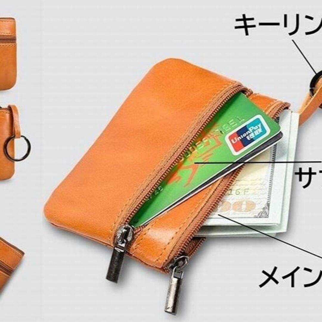 【色: キャメル】Beatus コインケース 小銭入れ レザー 本革 ミニ財布  メンズのバッグ(その他)の商品写真