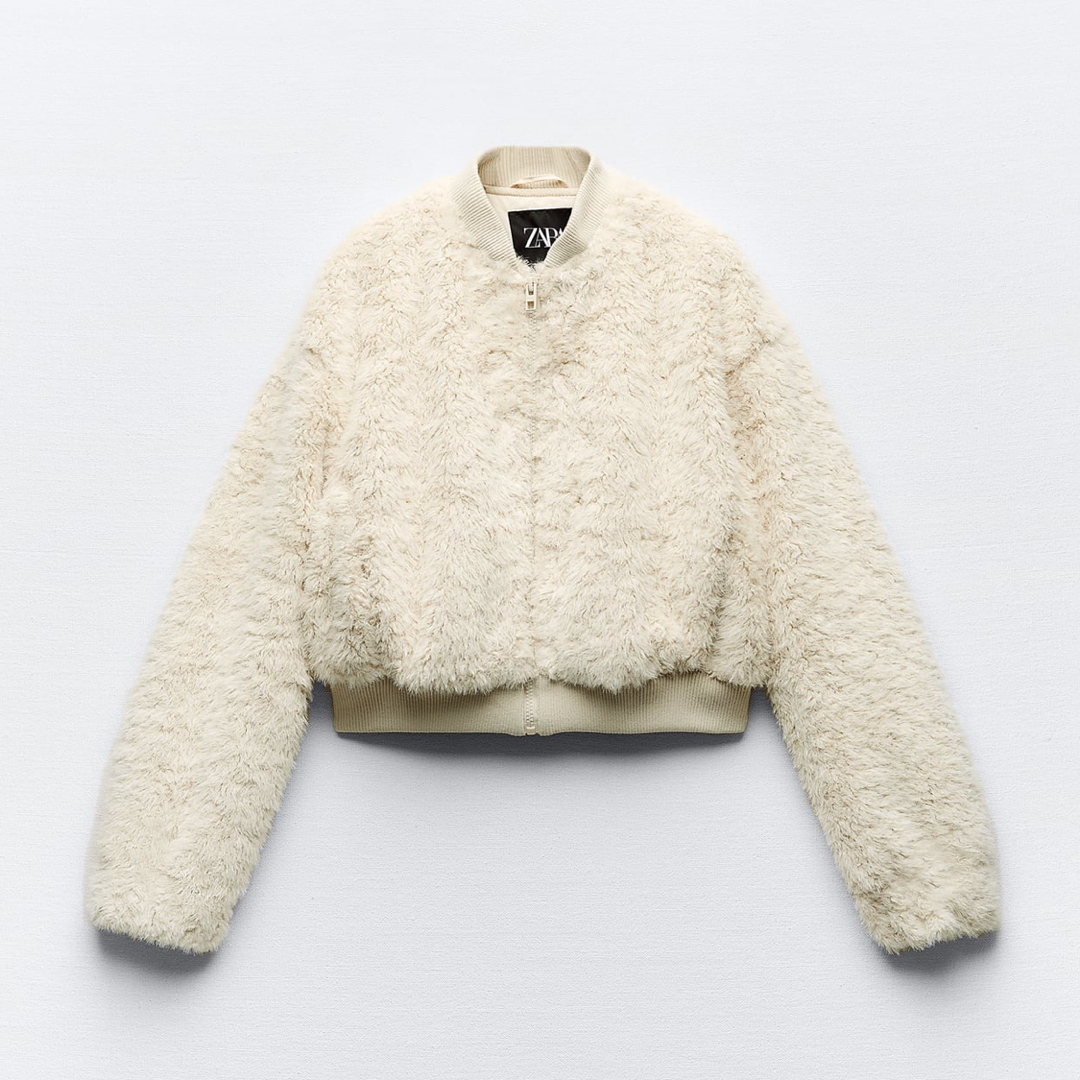 ZARA - ZARA フェイクファークロップドボンバージャケット ZARA - ZARA フェイクファークロップドボンバージャケット