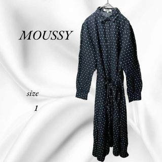 マウジー(moussy)のMOUSSY マウジー ポルカドット ロングシャツ ワンピース S(ロングワンピース/マキシワンピース)