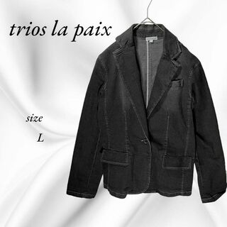 trios la paix テーラードジャケット　デニム　Gジャン　ブラック　L(テーラードジャケット)
