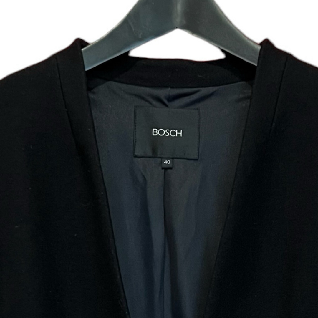 BOSCH(ボッシュ)のSALE【BOSCH】ノーカラー　ジャケット　L　黒　ウール100％ レディースのジャケット/アウター(ノーカラージャケット)の商品写真