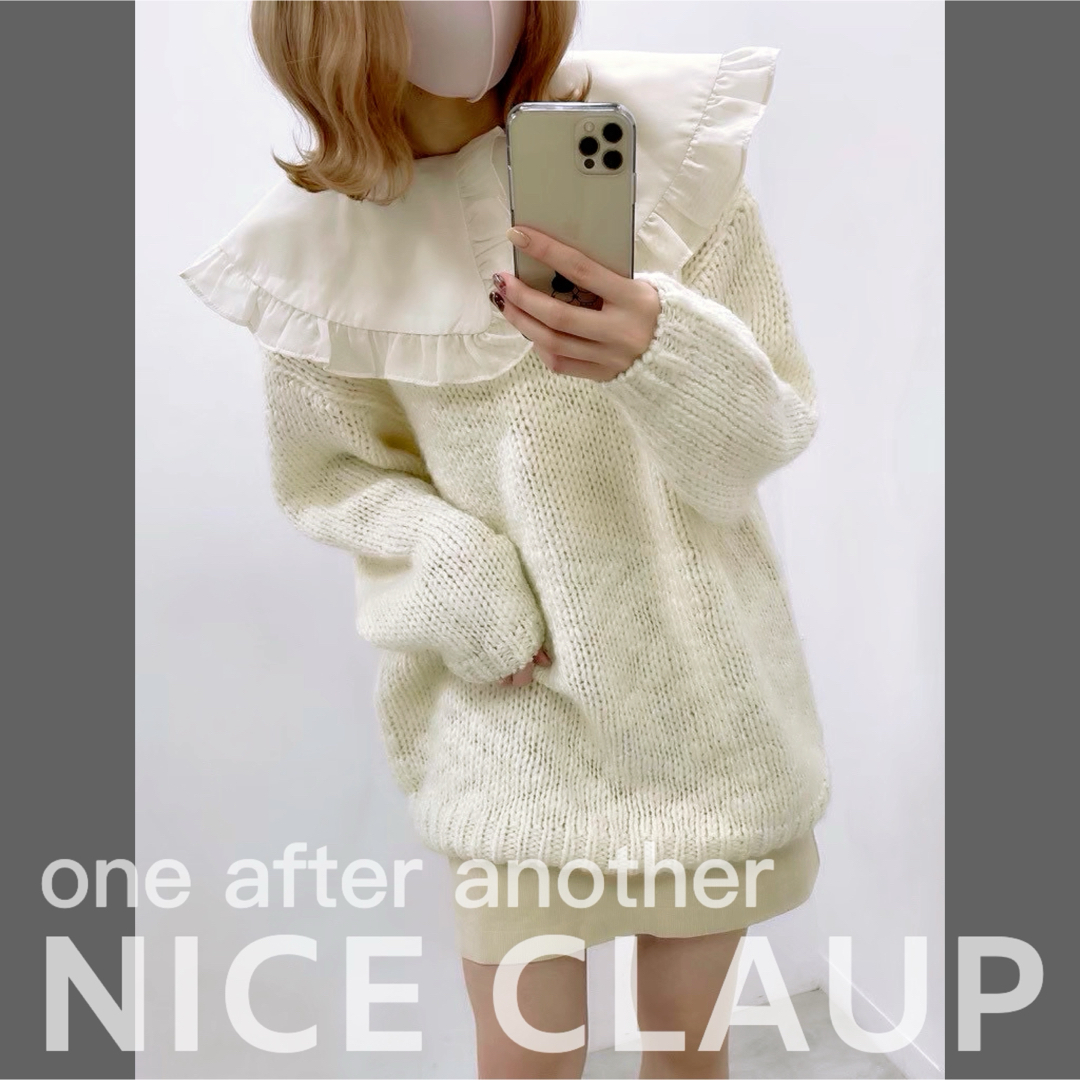 one after another NICE CLAUP(ワンアフターアナザーナイスクラップ)のNICE CLAUP♡ローゲージ フーズフーチコ イング カスタネ mystic レディースのトップス(ニット/セーター)の商品写真