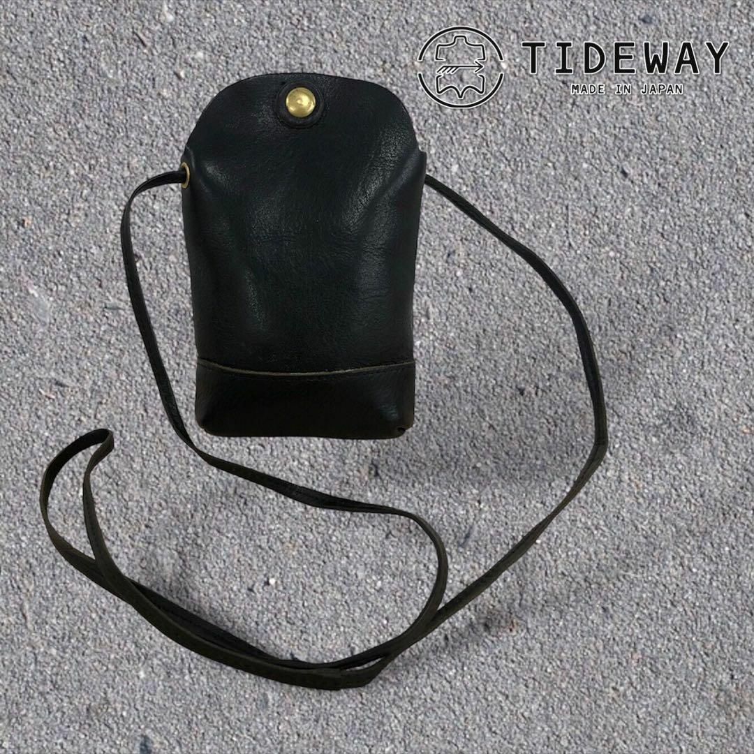 TIDEWAY(タイドウェイ)の【送料無料】TIDEWAY ミニショルダーバッグ スマホポーチ レザー ブラック レディースのバッグ(ショルダーバッグ)の商品写真
