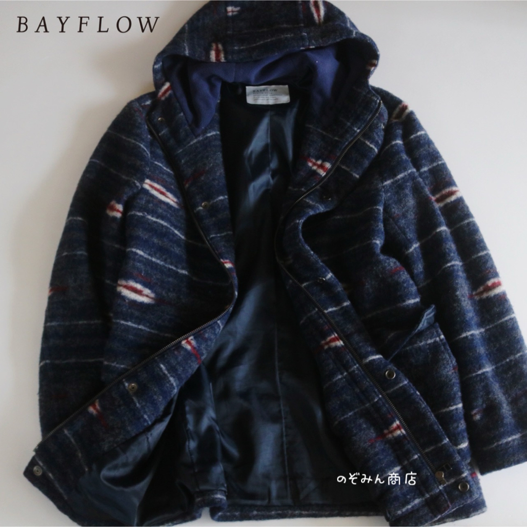 BAYFLOW(ベイフロー)の【BAYFLOW】ウールニットコート　ネイティブ柄　紺系　サイズ2★ メンズのジャケット/アウター(その他)の商品写真