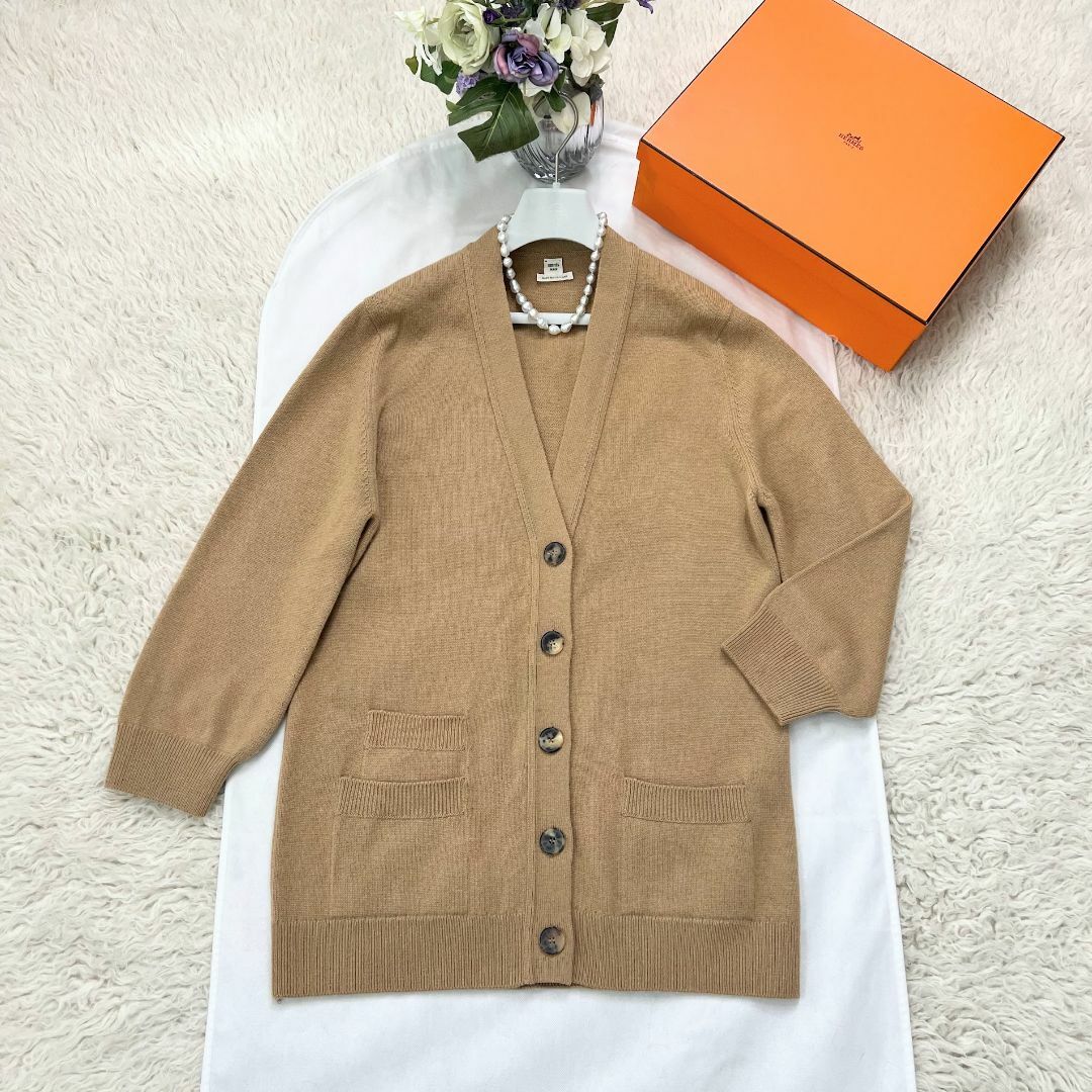 Hermes(エルメス)の★HERMES★美品★カシミヤ100★ダブルポケット★ロングカーディガン レディースのトップス(カーディガン)の商品写真