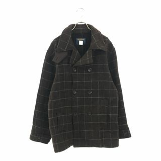 WOOLRICH - ウールリッチ チェック ウールブレンド ピーコート M ブラウン WOOLRICH メンズ 古着 【240121】