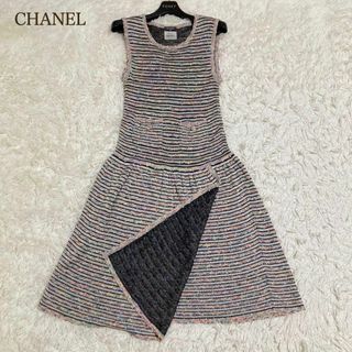 極美品☆CHANEL 最高級カシミヤ100% ニットワンピース 膝丈 ココマーク