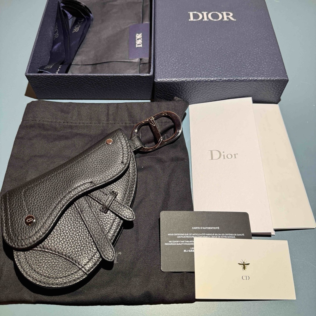 コインケース/小銭入れDIOR ディオール コインケース ブラック キーホルダー サドル型 小銭入れ