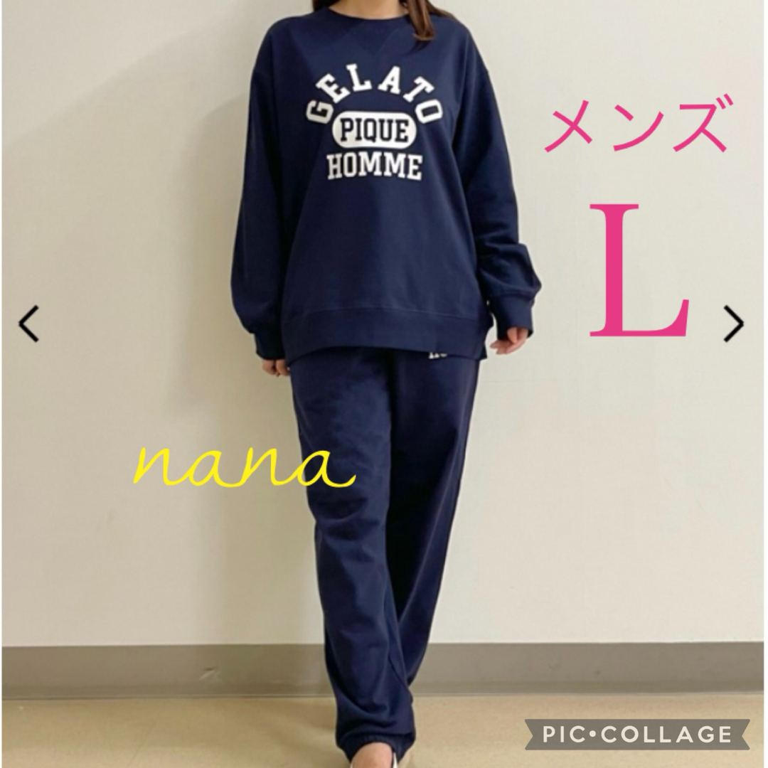 gelato pique - カレッジロゴ上下セット♡ネイビー♡メンズL gelato pique - カレッジロゴ上下セット♡ネイビー♡メンズL