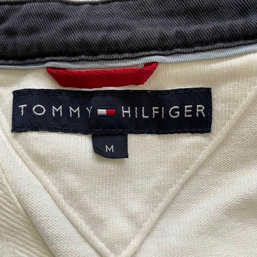 TOMMY HILFIGER(トミーヒルフィガー)のTOMMY HILFIGER (M) 総柄 ボーダー 刺繍 トレーナー ホワイト レディースのトップス(トレーナー/スウェット)の商品写真