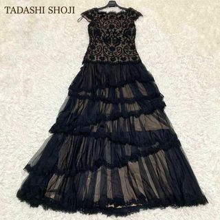 タダシショウジ(TADASHI SHOJI)の美品　タダシショージ　ロングドレス　ティアード　刺繍　レース　刺繍　パーティ　0(ロングワンピース/マキシワンピース)