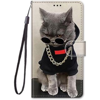 アイフォーン(iPhone)のiPhone 15 plus 手帳型 ケース かわいい 猫 サングラス(iPhoneケース)