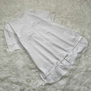 プラステ(PLST)のPLST プラステ (S) ロング シャツ ホワイト 無地 シンプル ボタン(Tシャツ(半袖/袖なし))