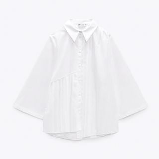 ザラ(ZARA)の試着のみ美品【ZARA】アシンメトリー プリーツ シャツ(シャツ/ブラウス(長袖/七分))