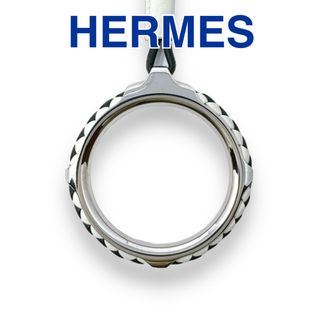 エルメス(Hermes)のエルメス ネックレス キョウト トレッセ ループ ラウンド メッシュ レザー 黒(ネックレス)