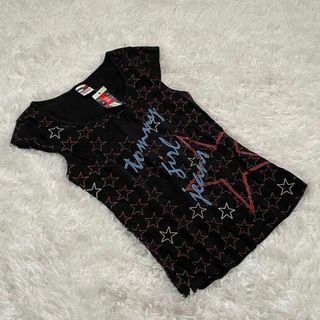 トミーガール(tommy girl)のtommy girl (F) 総柄 スター コットン Tシャツ ブラック 半袖(Tシャツ(半袖/袖なし))