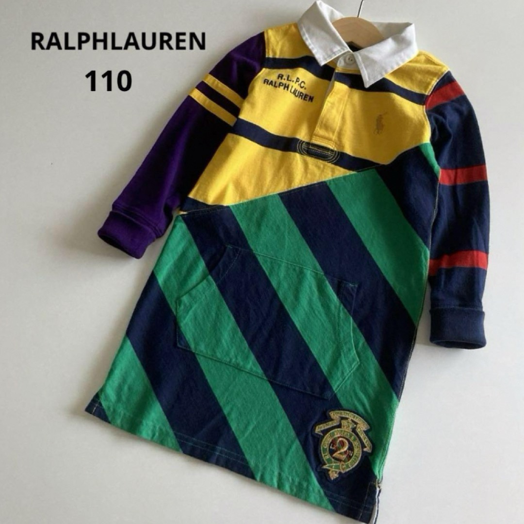 Ralph Lauren(ラルフローレン)のラルフローレン  長袖　襟付き　ワンピース　ボーダー　ライン　春　秋　冬 キッズ/ベビー/マタニティのキッズ服女の子用(90cm~)(ワンピース)の商品写真