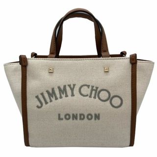 ジミーチュウ(JIMMY CHOO)の【未使用品】ジミーチュウ　JIMMY CHOO レディース 2WAYバッグ ショルダーバッグ VARENNE TOTE S NATURAL×MARLGREY　キャンバス　レザー　ブラウン　ベージュ　コンビ　ゴールド金具　未使用品 【ブランドギャラリー千林店】(トートバッグ)