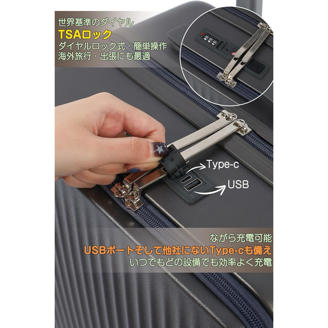スーツケース フロントオープン  キャリーケース キャリーバッグ　白M レディースのバッグ(スーツケース/キャリーバッグ)の商品写真