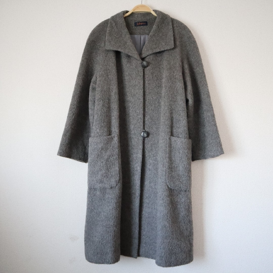 Lochie(ロキエ)のvintage Gray wool 100% coat レディースのジャケット/アウター(ロングコート)の商品写真