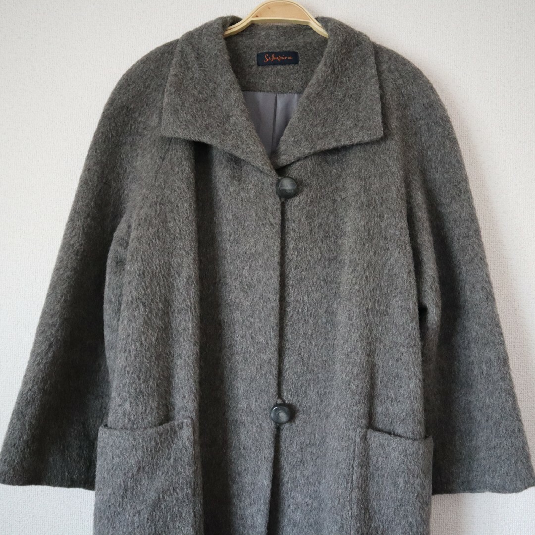 Lochie(ロキエ)のvintage Gray wool 100% coat レディースのジャケット/アウター(ロングコート)の商品写真