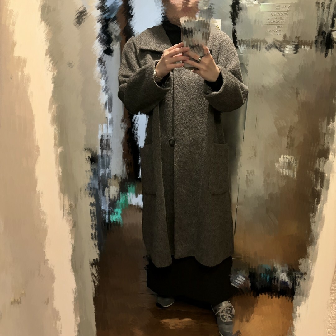 Lochie(ロキエ)のvintage Gray wool 100% coat レディースのジャケット/アウター(ロングコート)の商品写真