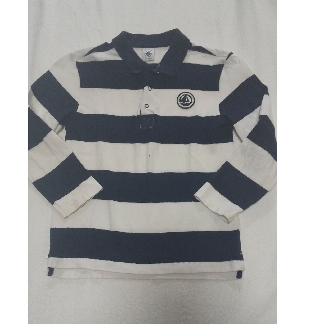 PETIT BATEAU(プチバトー)のプチバトー  ポロシャツ  ボーダー  キッズ  116  長袖  マリン キッズ/ベビー/マタニティのキッズ服男の子用(90cm~)(Tシャツ/カットソー)の商品写真