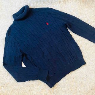 ポロラルフローレン(POLO RALPH LAUREN)の美品＊ラルフローレン ニット セーター タートルネック LL ポニー ネイビー(ニット/セーター)