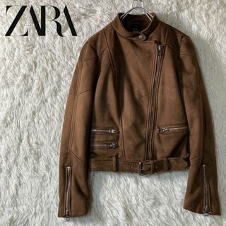 ザラ(ZARA)の美品 ZARA ザラ フェイクスエード ダブルライダースジャケット XS(ライダースジャケット)