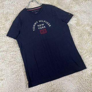 トミーヒルフィガー(TOMMY HILFIGER)のTOMMY HILFLGER (M) ロゴプリント Tシャツ ネイビー 半袖(Tシャツ(半袖/袖なし))