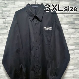 シャツ(shirts)のUSA古着　ドレスシャツ　長袖　ブラック　黒　企業ロゴ　ワーク　レギュラーカラー(シャツ)