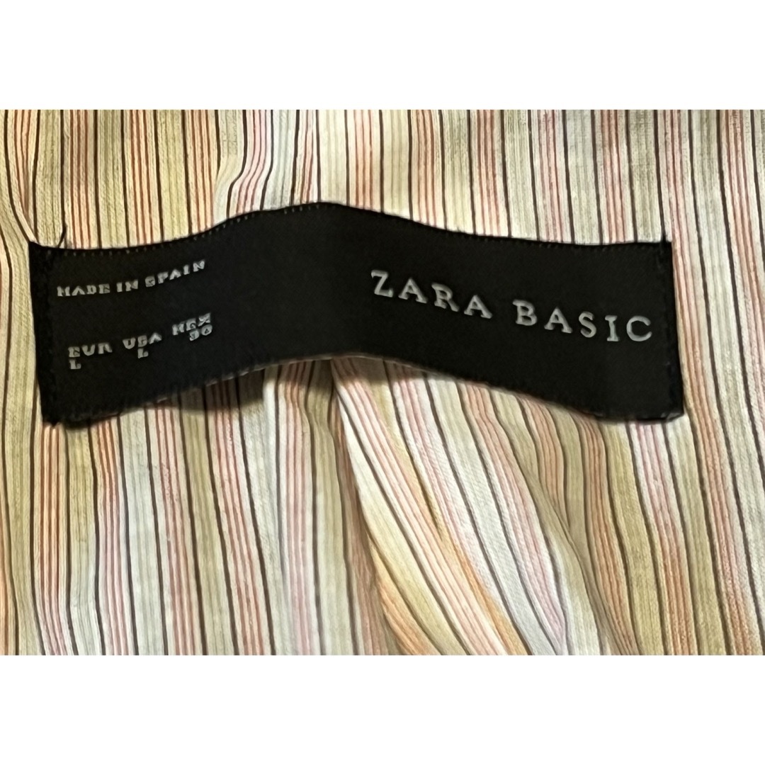 ZARA(ザラ)のZARA / ザラ ウールツイードエルボーパッチジャケット 裏地ストライプ 紺L レディースのジャケット/アウター(テーラードジャケット)の商品写真