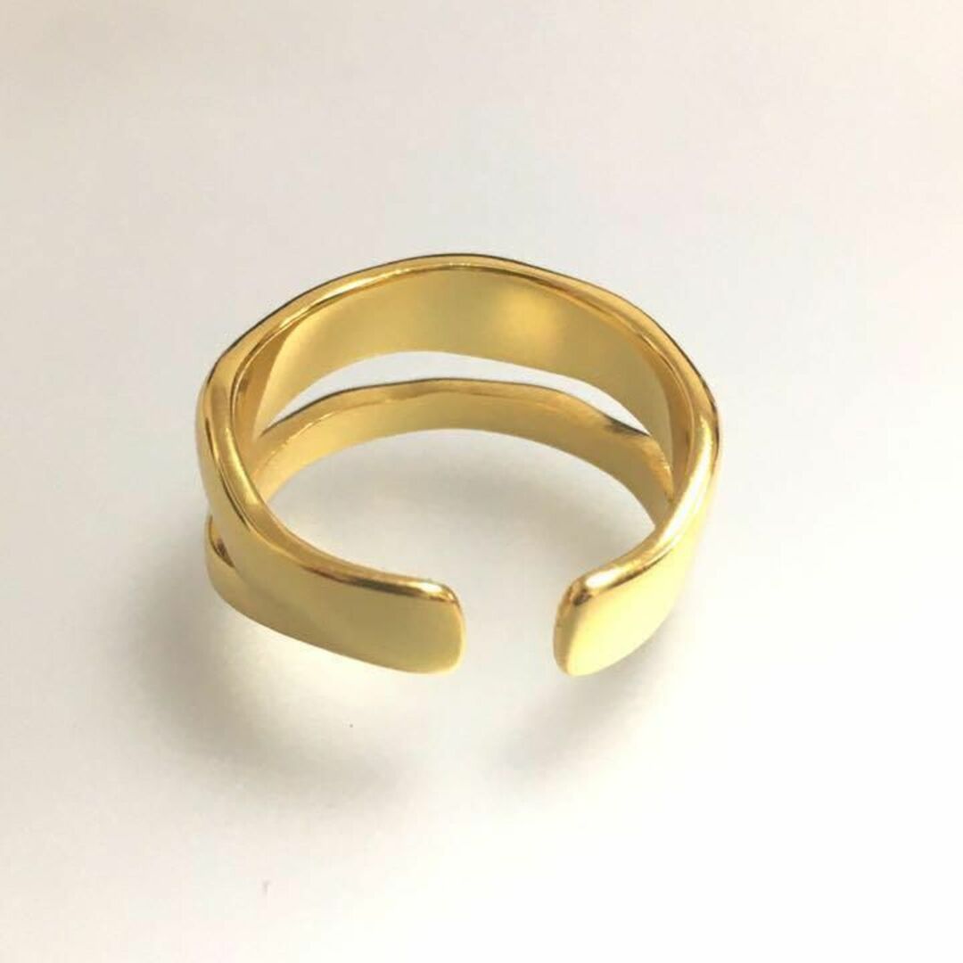 オープンリング 18Kコーティング silver925 指輪 リング メンズ 金 メンズのアクセサリー(リング(指輪))の商品写真